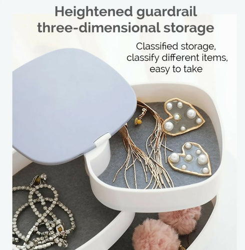 Rotating Jewelry Organizer with Mirror-White